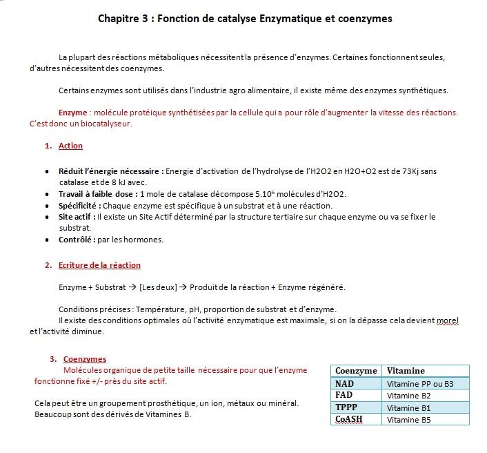 Fonction de catalyse